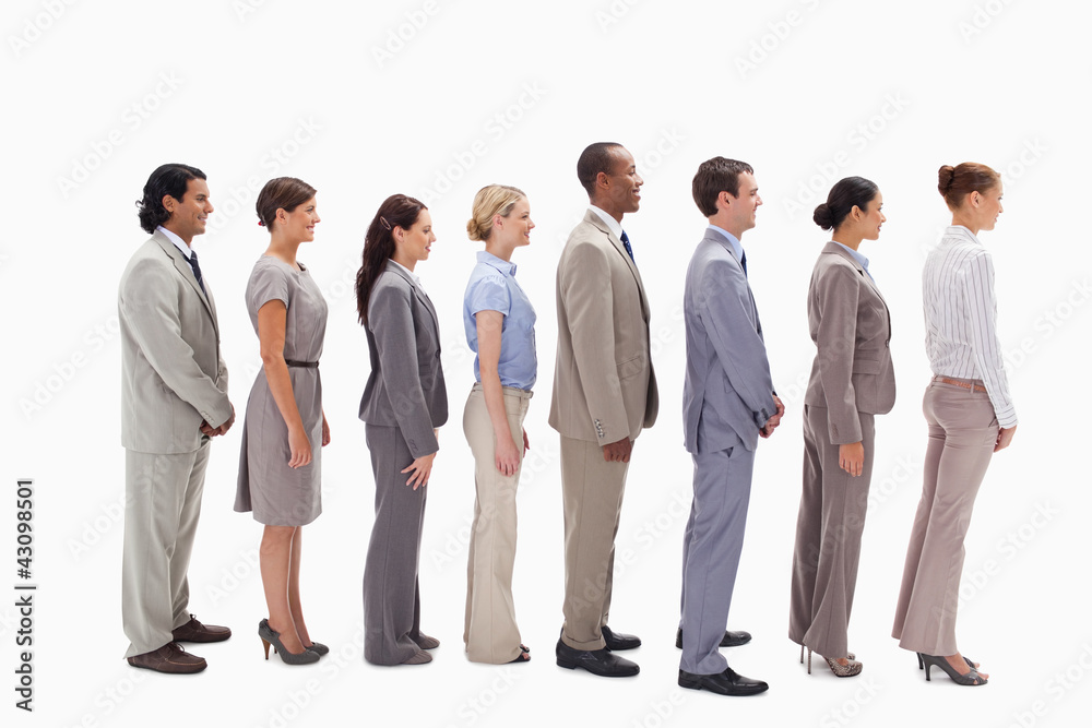Profile of a business team in a single line Profile of a business team in a single line