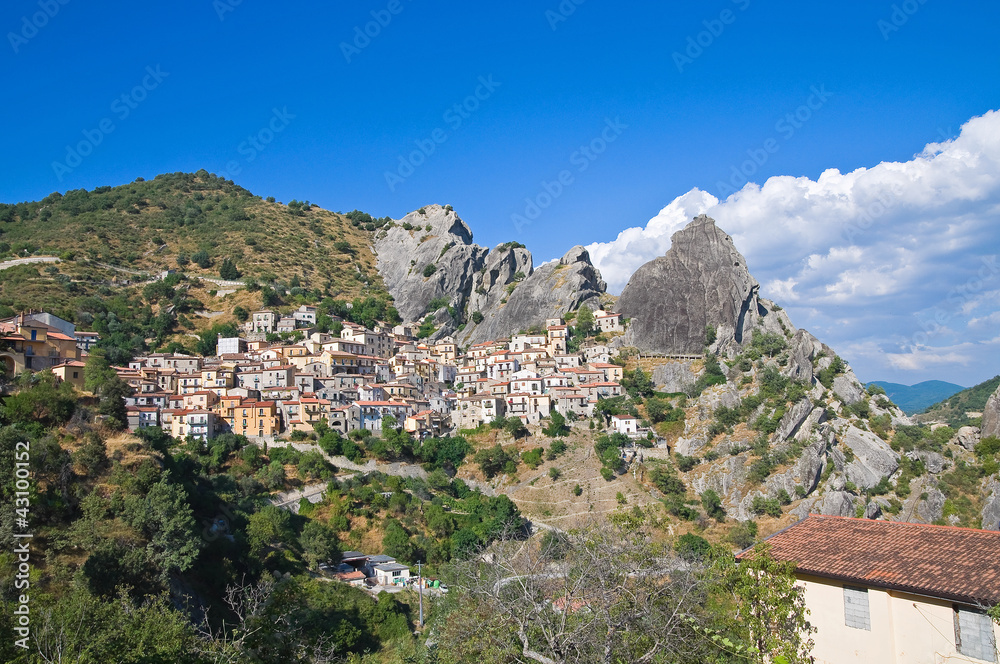 Panoramic view of Castelmezzano. Basilicata. Italy.