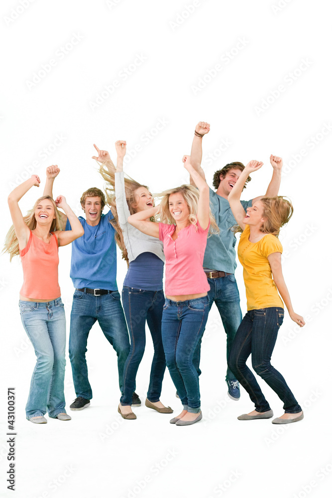 Friends partying together while laughing and smiling Friends partying together while laughing and smiling
