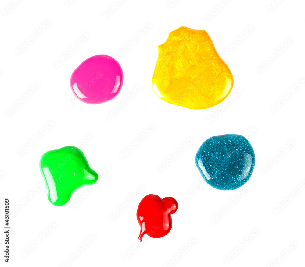 Nail polish drops set isolated on white Nail polish drops set isolated on white