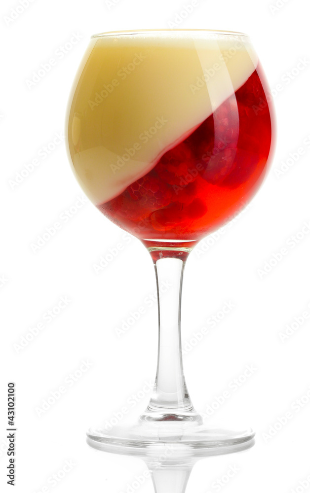 fruit jelly with raspberries in glass isolated on white fruit jelly with raspberries in glass isolated on white