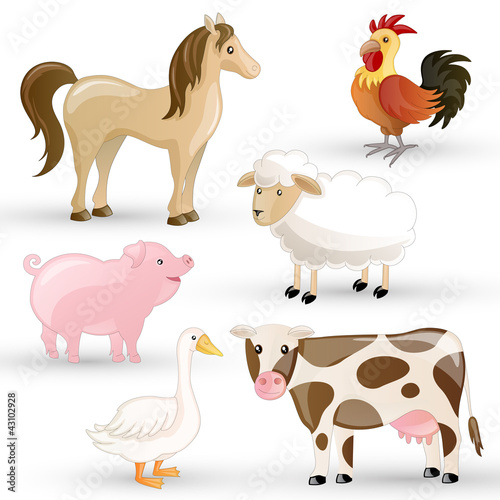 Vector Set of isolated Farm Animals