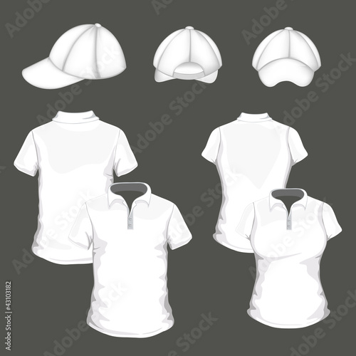 Vector polo shirt and design template and baseball cap