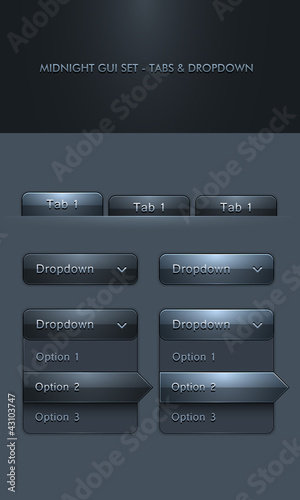 Vector User Interface Elements - Tabs and Rolldown menu