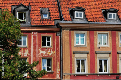Windows in old Warsaw, Poland.