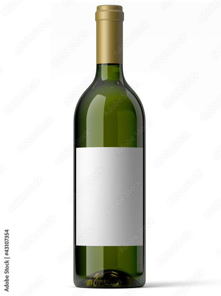 Bouteille de vin blanc sur fond blanc 1 Bouteille de vin blanc sur fond blanc 1