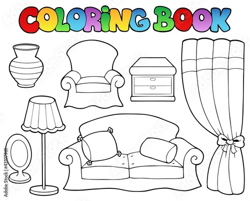 Coloring book various furniture 1