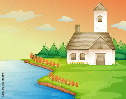 a house on the bank.