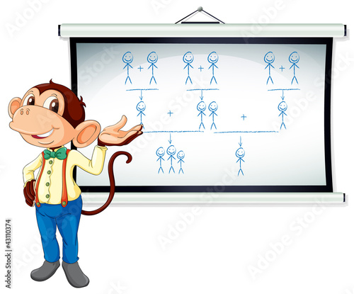 monkey showing white board