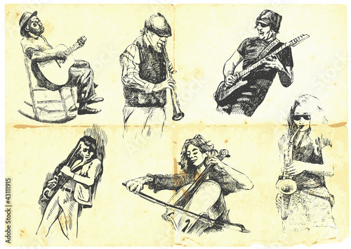 musicians with musical instruments.