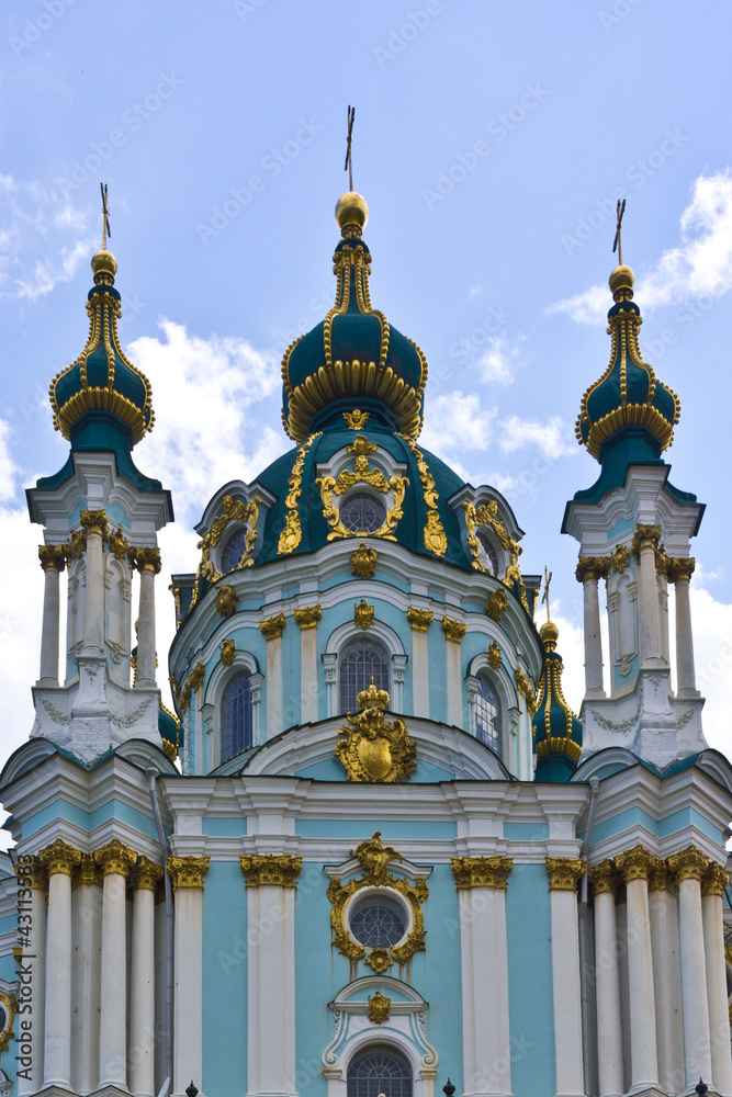 Beautiful baroque St. Andrew's Church. Kiev, Ukraine