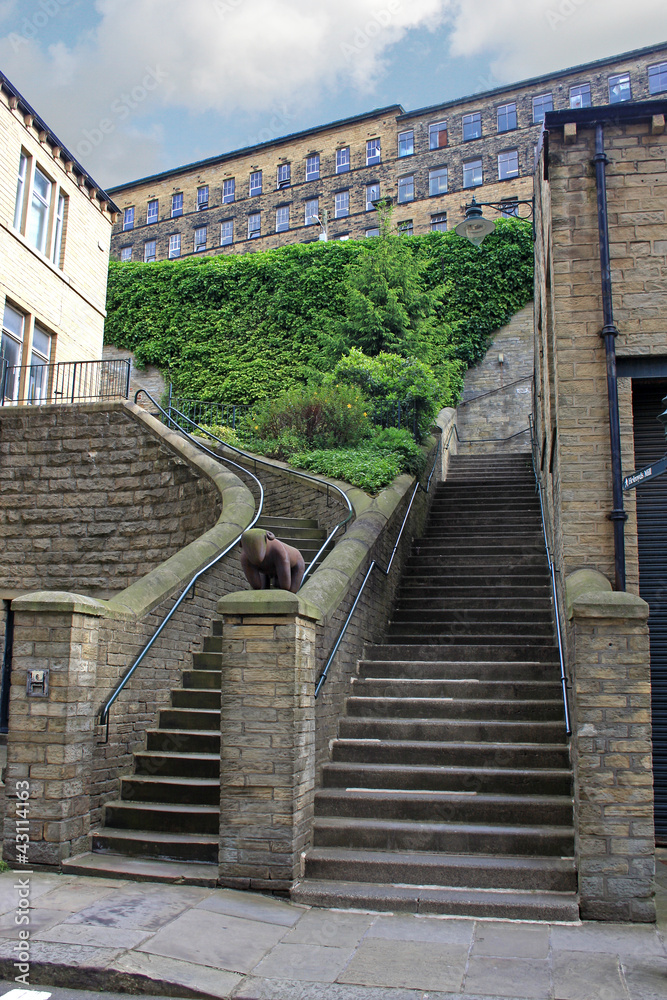 stone staircase, Dean Clough mill