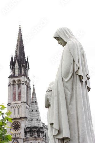 Wallpaper Mural center of pilgrimage to famous cathedral in Lourdes, France