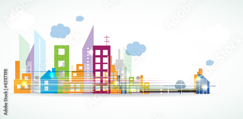 City Landscape real estate vector background banner