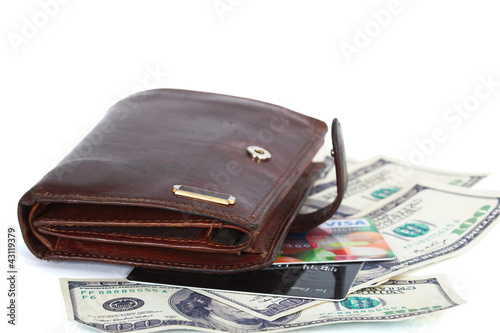 Wallet with dollars and credit cards