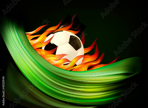 Fire football background with a soccer ball