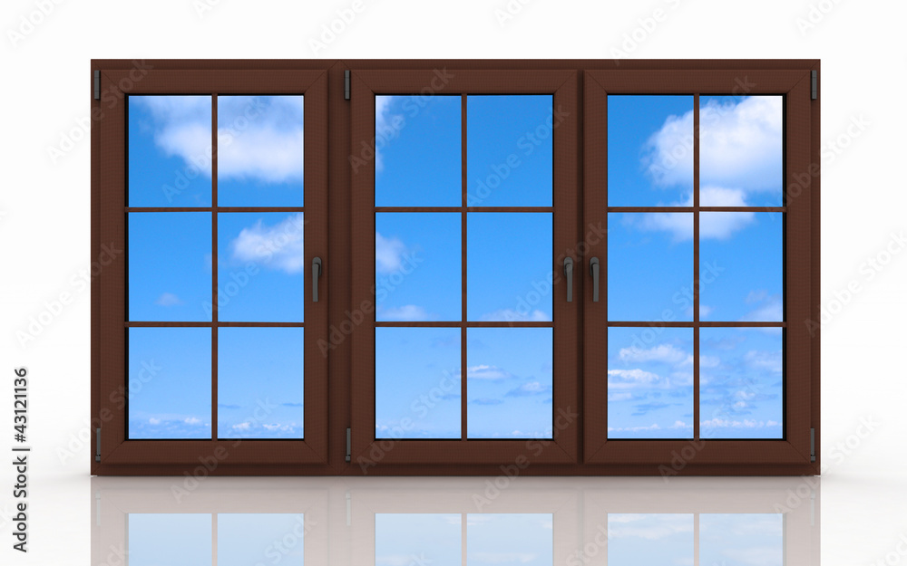 3d closed plastic window on white background 3d closed plastic window on white background