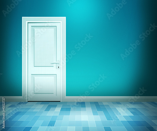 Door in Blue Bath Room © backgroundstore