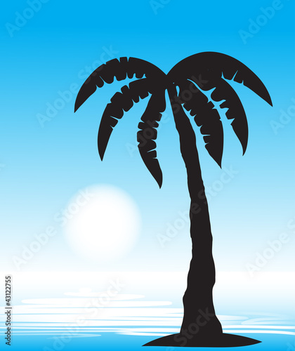 Tropical beach with palm tree. vector image #43122755