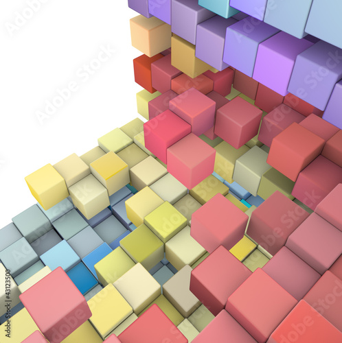 rainbow color abstract 3d floating cube