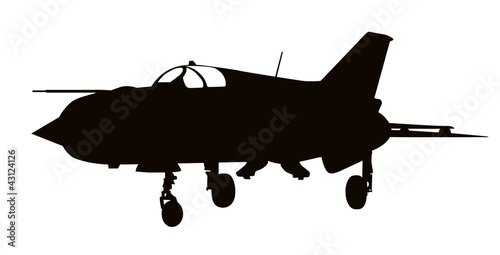 Vector silhouette of Mig-21 Fishbed  jet fighter aircraft photo