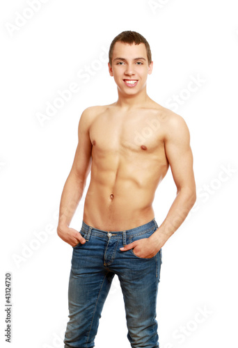 Strong man with a helathy body isolated over white