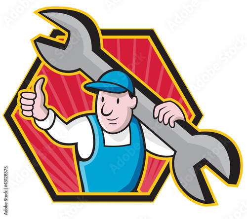 Mechanic With Spanner Thumbs Up