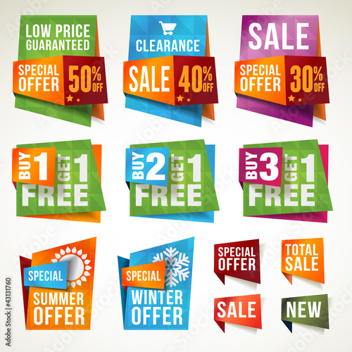 Set of sale labels and banners
