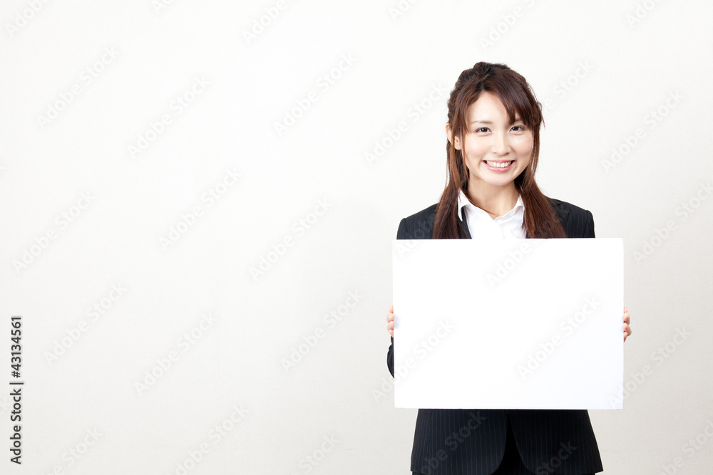 asian businesswoman with blank whiteboard asian businesswoman with blank whiteboard