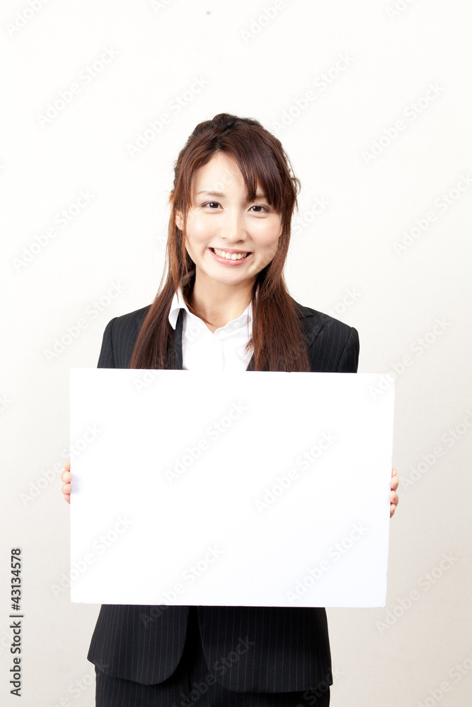 asian businesswoman with blank whiteboard asian businesswoman with blank whiteboard