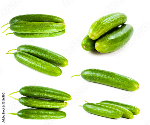 set of green cucumbers
