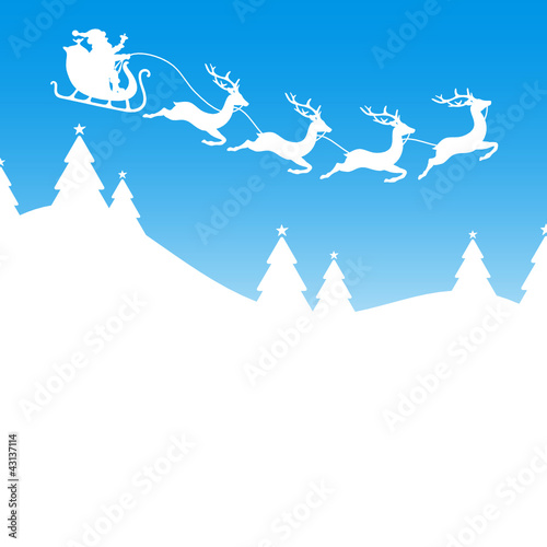 Christmas Sleigh Flying Red Iceblue photo