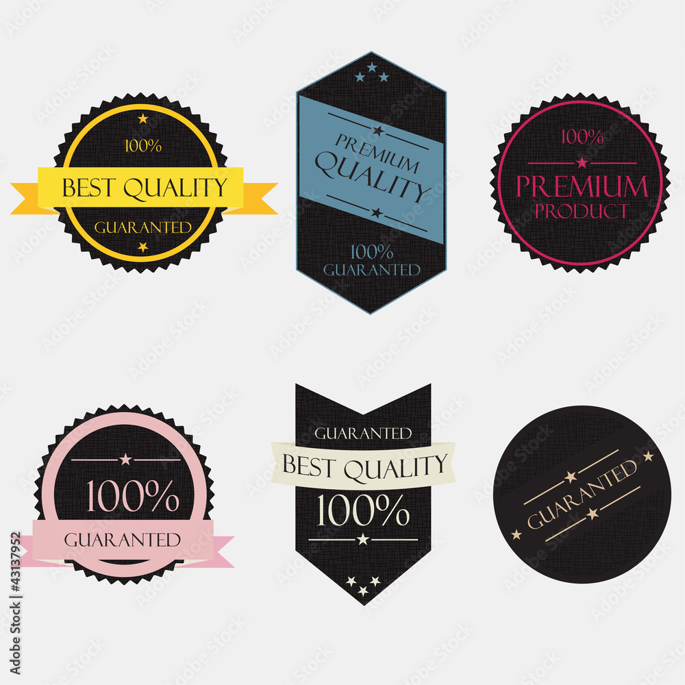 Collection of Premium Quality and Guarantee Labels Collection of Premium Quality and Guarantee Labels