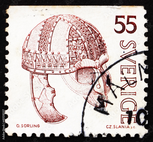 Postage stamp Sweden 1975 Iron Helmet photo