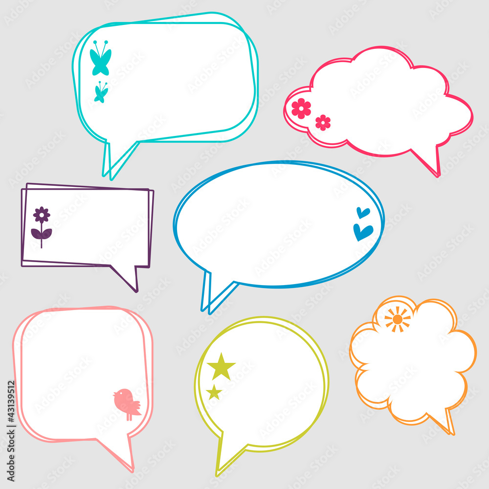 Pretty doodle speech bubbles set Pretty doodle speech bubbles set