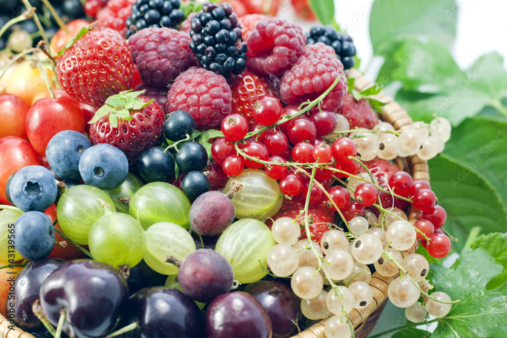 assortment of fresh berries and fruit composition