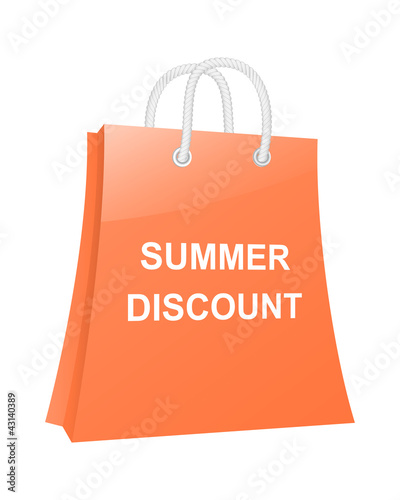 Summer discount shopping bag. Vector illustration