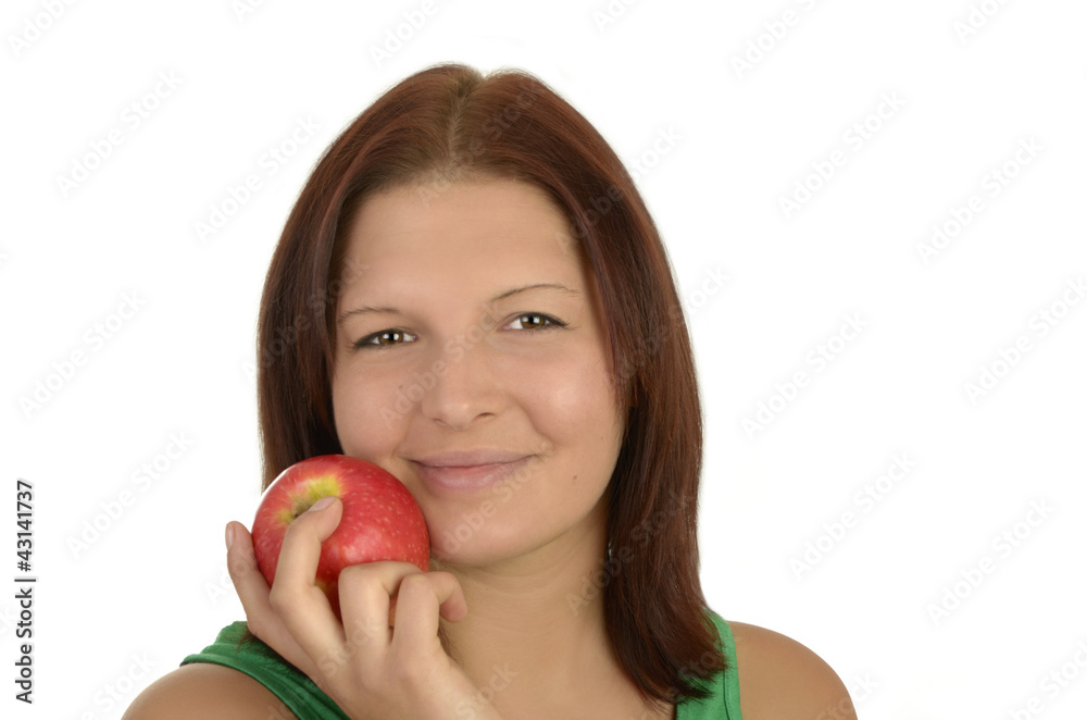 Hübsche Frau mit Apfel Hübsche Frau mit Apfel
