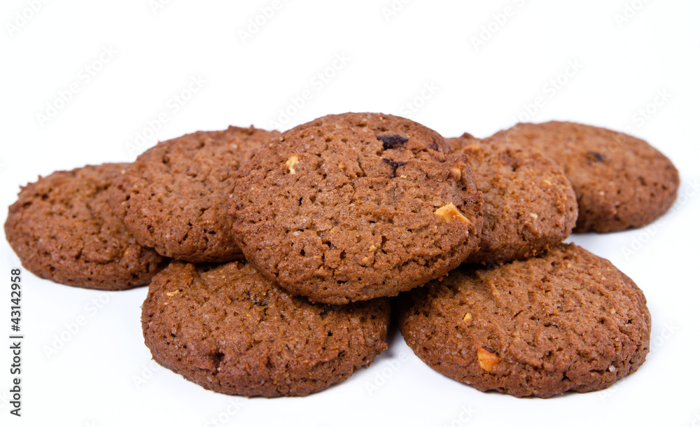 chocolate cookies on white background chocolate cookies on white background