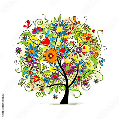 Sketch of floral tree for your design