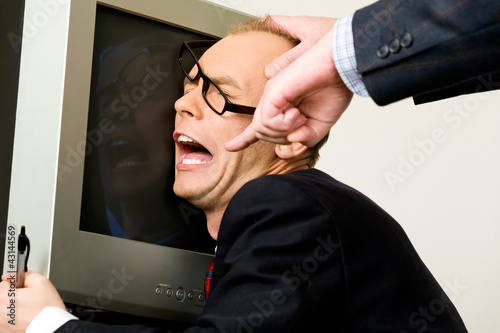 Businessman being mobbed