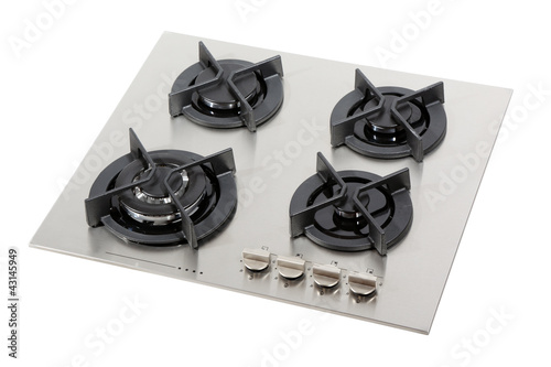 Stainless steel gas hob isolated with clipping path