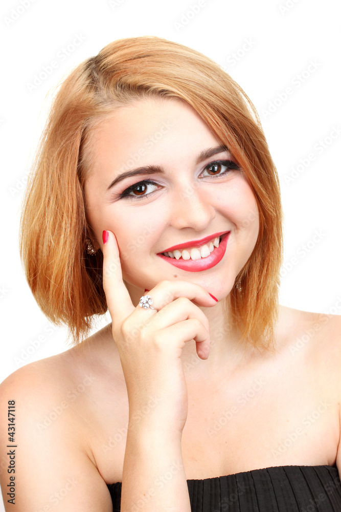 portrait of sexy young woman with glamour make up and red portrait of sexy young woman with glamour make up and red