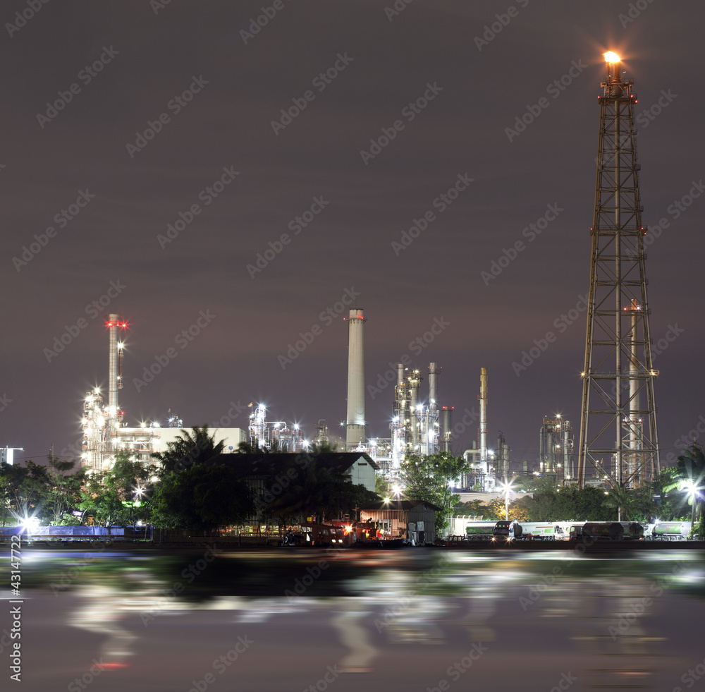 Landscape of river and oil refinery factory Landscape of river and oil refinery factory