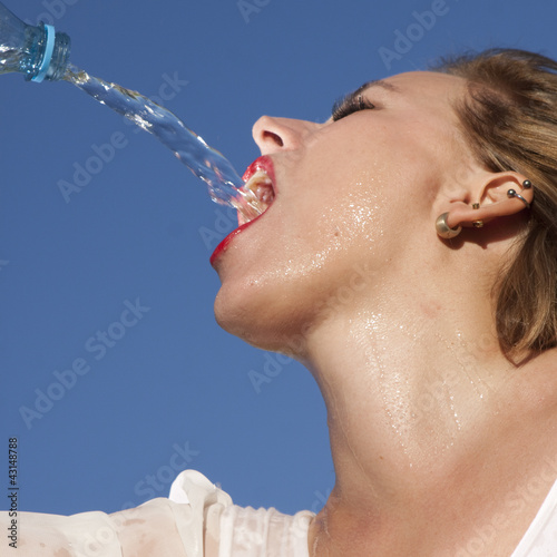 woman drinking water