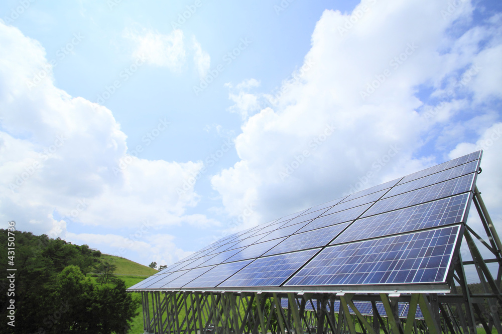 Solar panel against blue sky