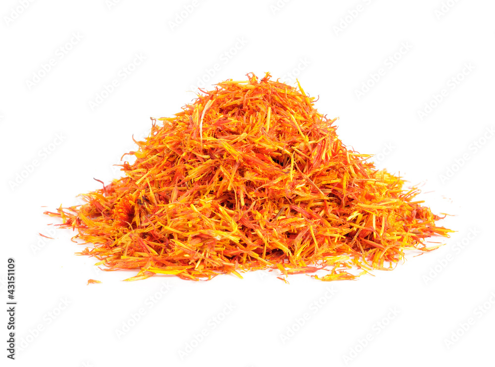 Safflower (Substitute for Saffron) Isolated on White Background Safflower (Substitute for Saffron) Isolated on White Background