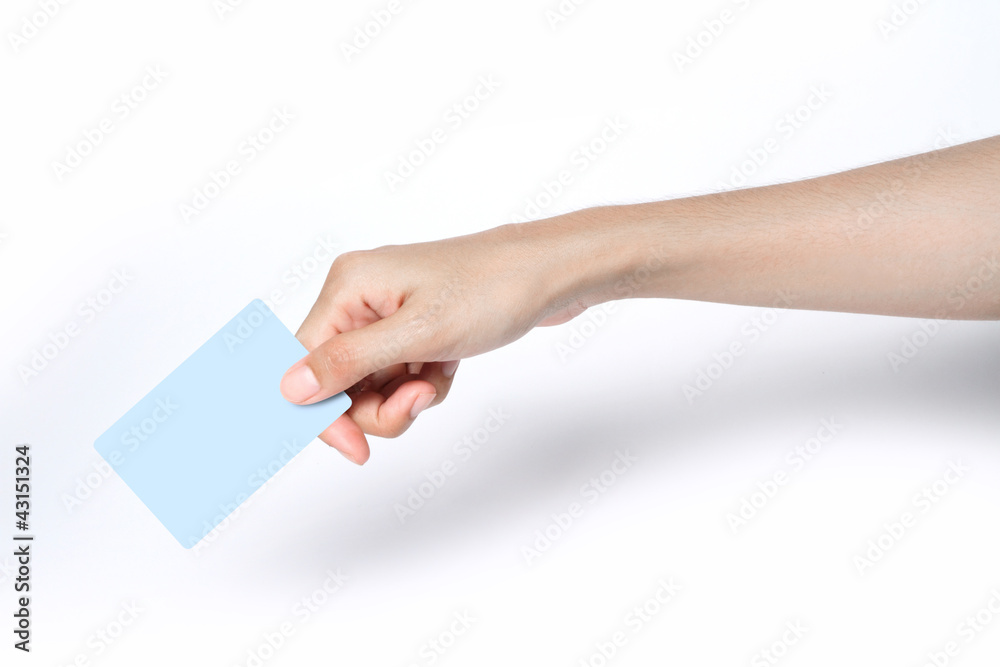 Fototapeta premium hand holding business card.