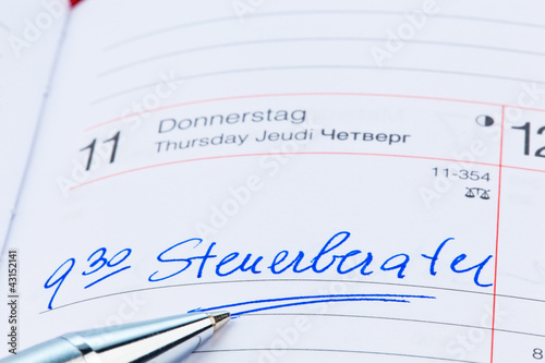 Eintrag im Kalender: Steuerberater