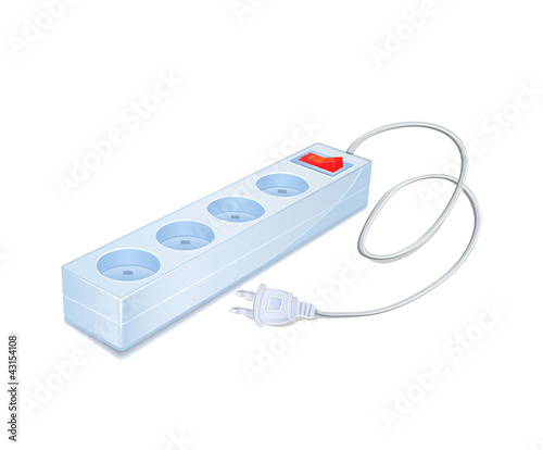 Power Strip Icon with Cord and Plug